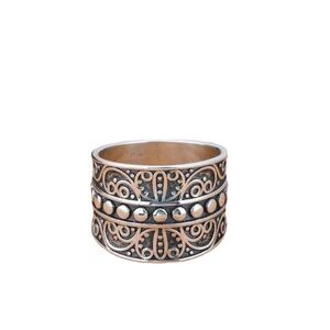 Boho Style Engraved Wide Design Silver Ring